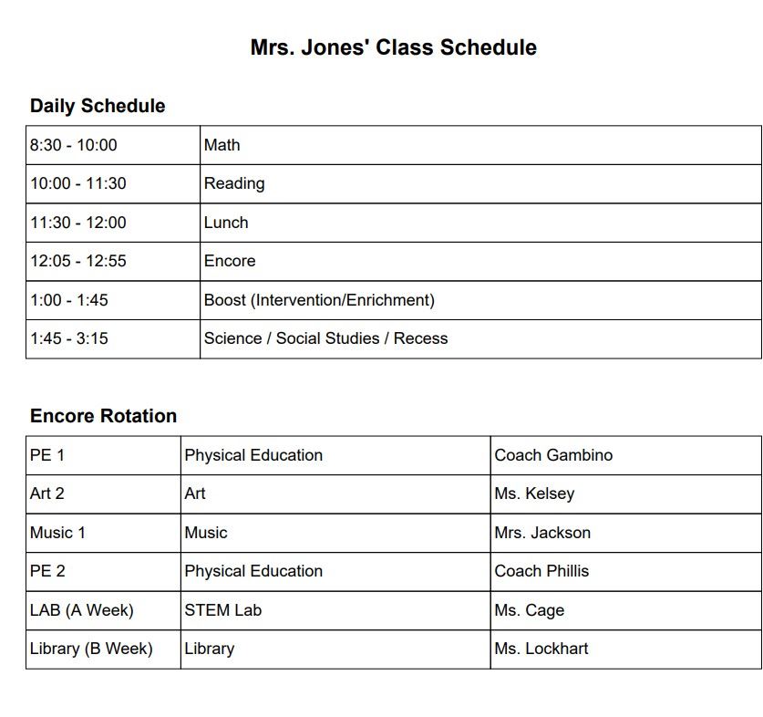 Schedule